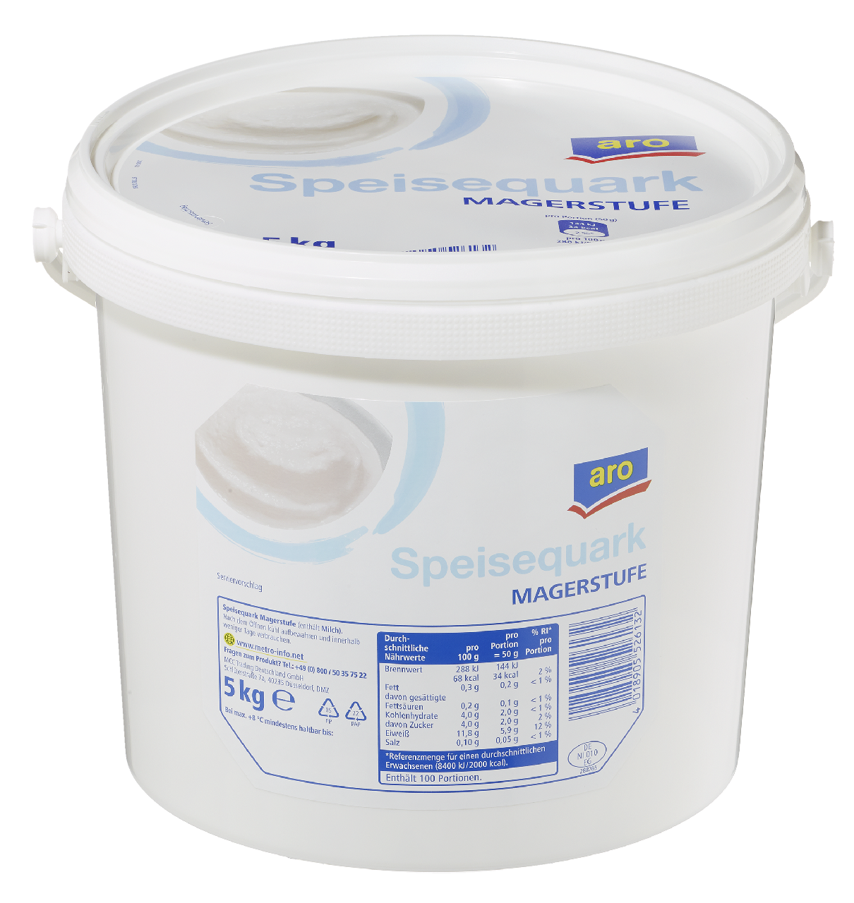 aro Speisequark Magerstufe 0,3 % Fett - 5 kg Eimer