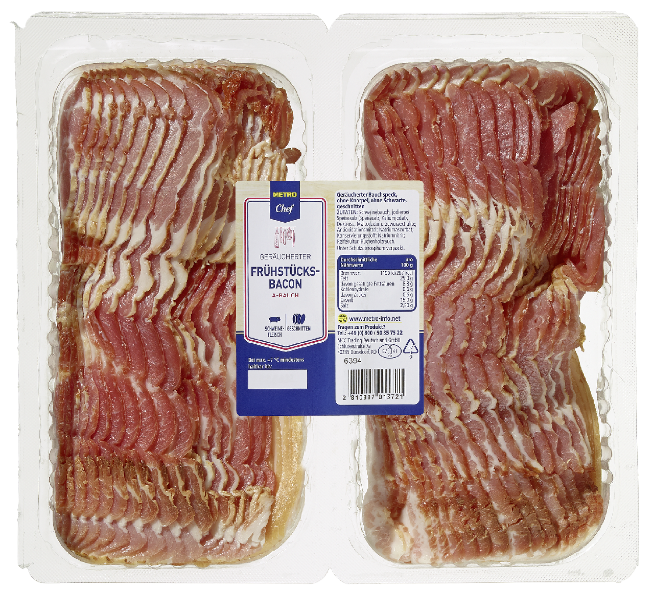 METRO Chef Bacon geschnitten, geräuchert, gekühlt - ca. 0,9 kg