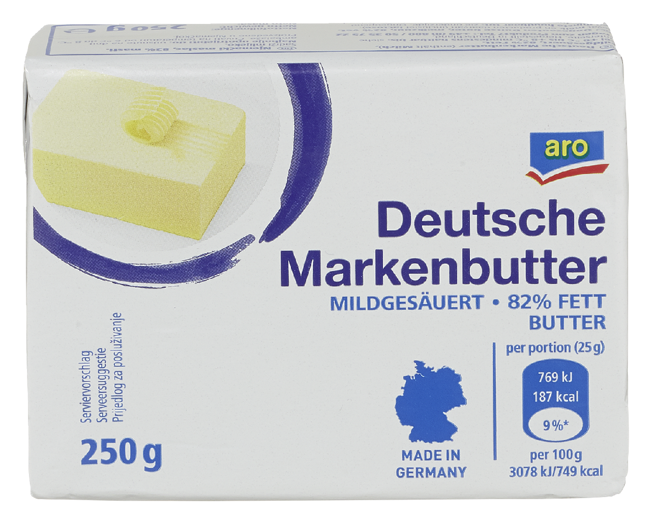 aro Butter mild gesäuert 82 % Fett - 250 g Stück