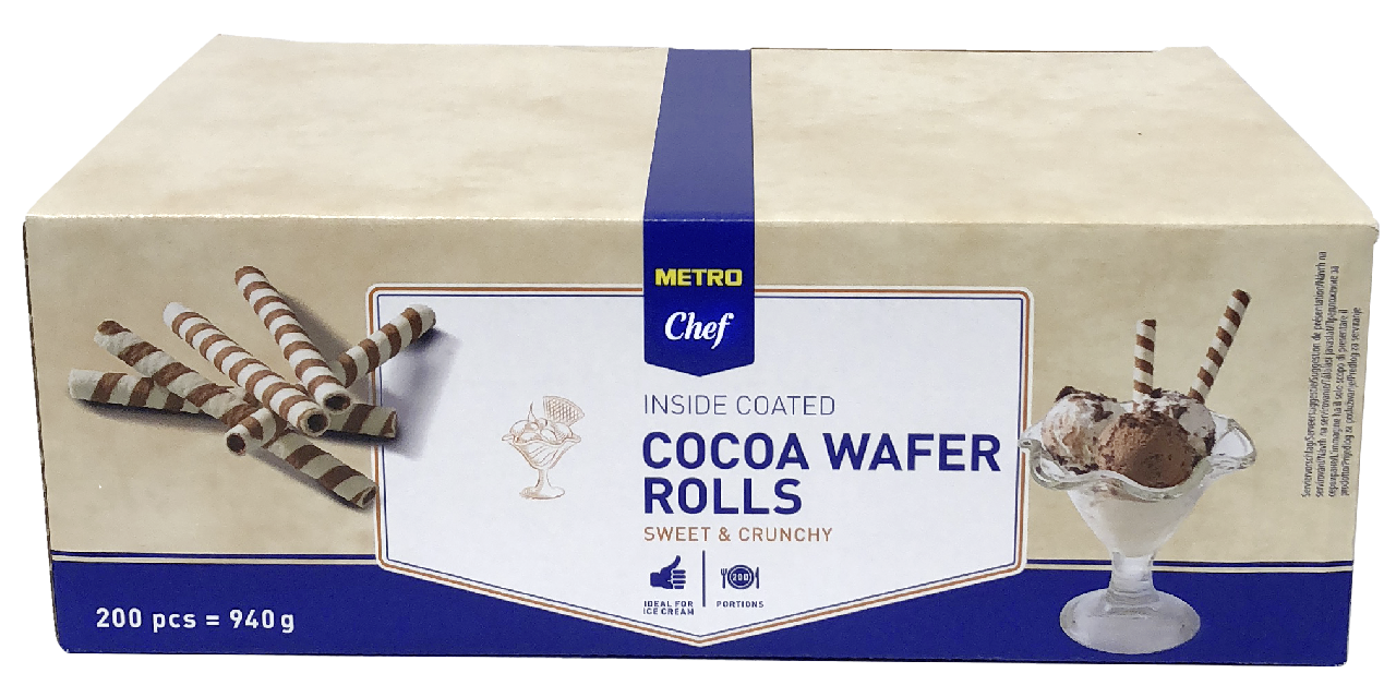 METRO Chef Waffelröllchen Schoko 200 Stück à 4,7 g - 940 g Packung