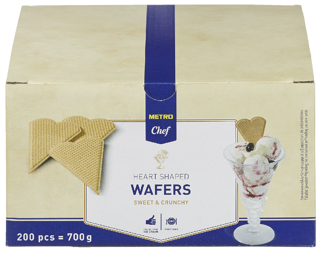 METRO Chef Herzfächerwaffeln 200 Stück - 700 g Packung