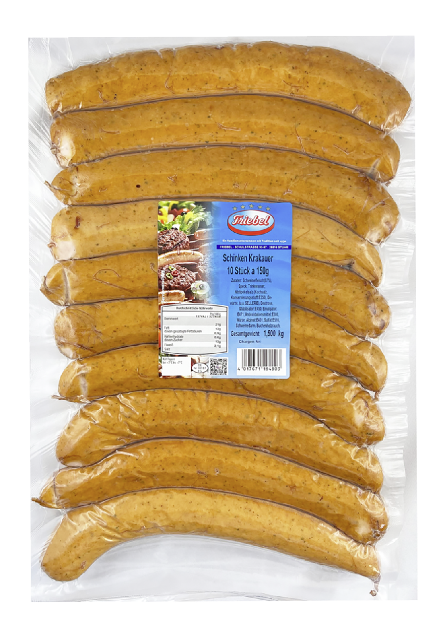 Friebel Schinkenkrakauer 10 Stück à 150 g - 1,5 kg Packung