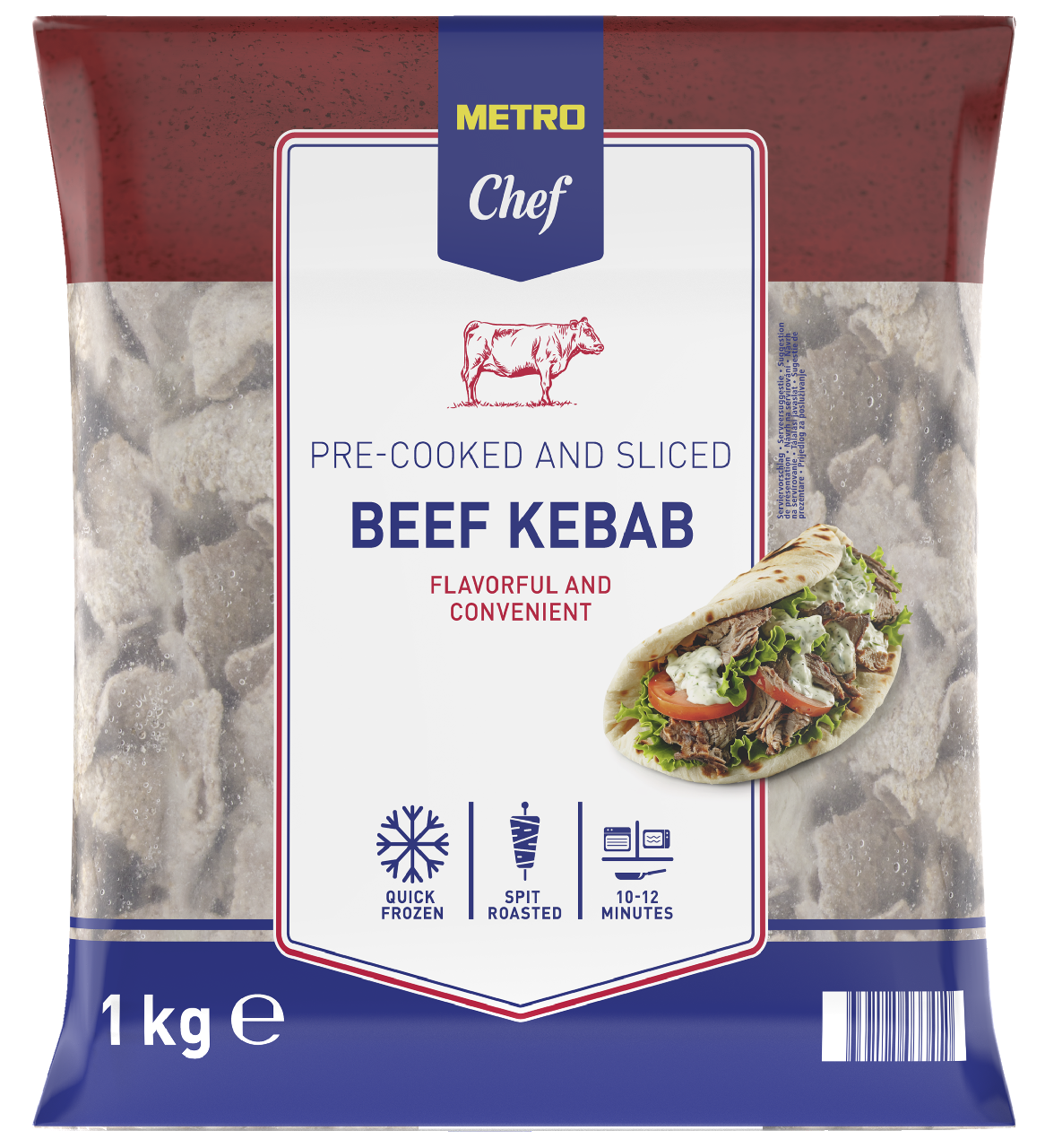 METRO Chef Rind Kebab vorgegart tiefgefroren - 1 kg Beutel