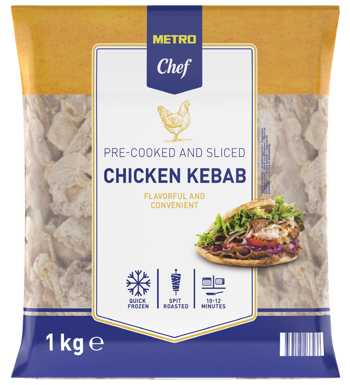 METRO Chef Hähnchen Kebab vorgegart tiefgefroren - 1 kg Beutel