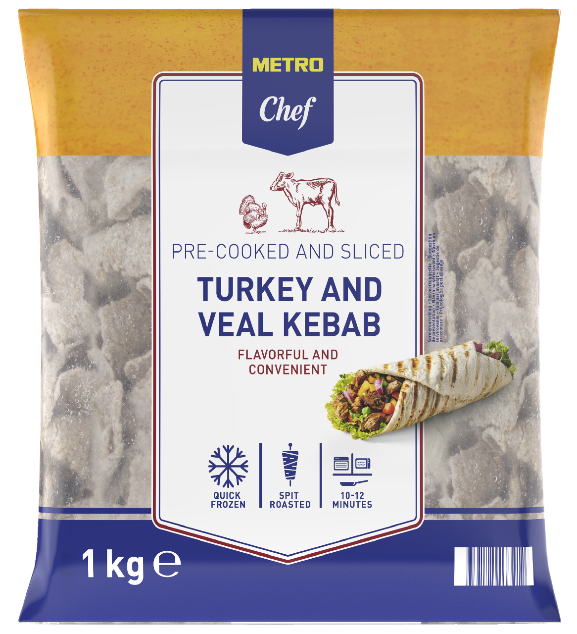 METRO Chef Puten Kalb Kebab vorgegart tiefgefroren - 1 kg Beutel