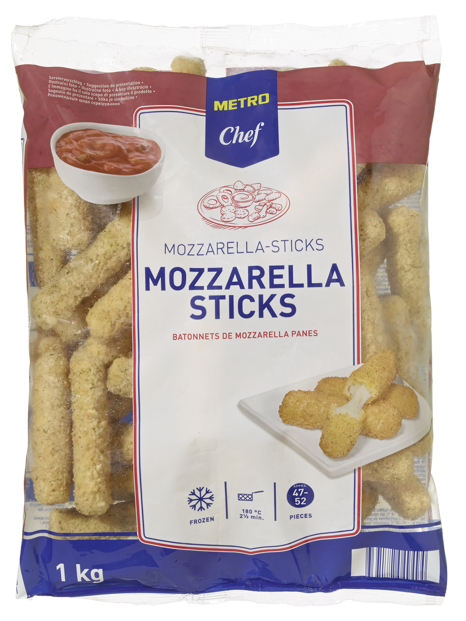 METRO Chef Mozzarella Sticks tiefgefroren - 1 kg Beutel