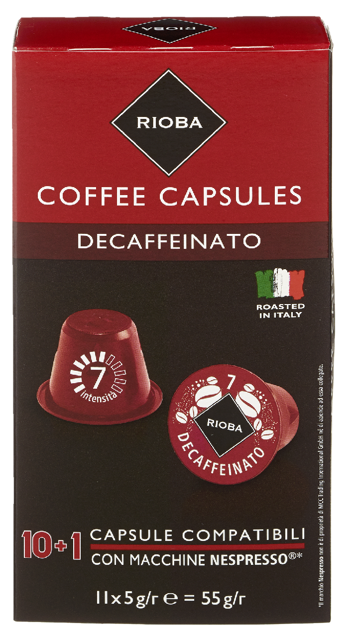 RIOBA Kapseln Dacaffeinato 10 + 1 Stück - 55 g Packung