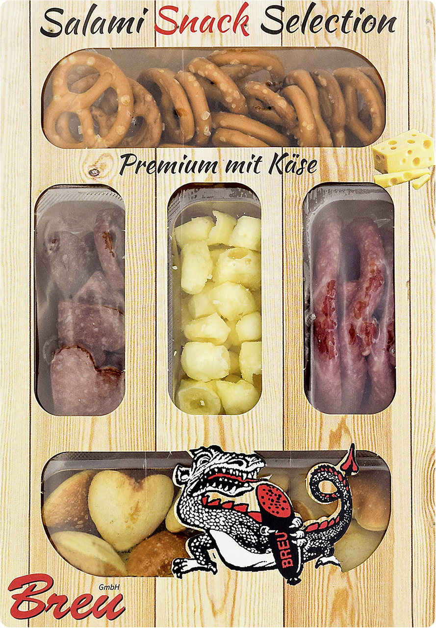 Breu Salami Snack Selection mit Käse Schwein - 80 g Packung