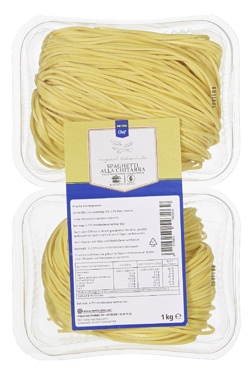 METRO Chef Spaghetti alla Chitarra frische Spaghetti mit Ei - 1 kg Schale