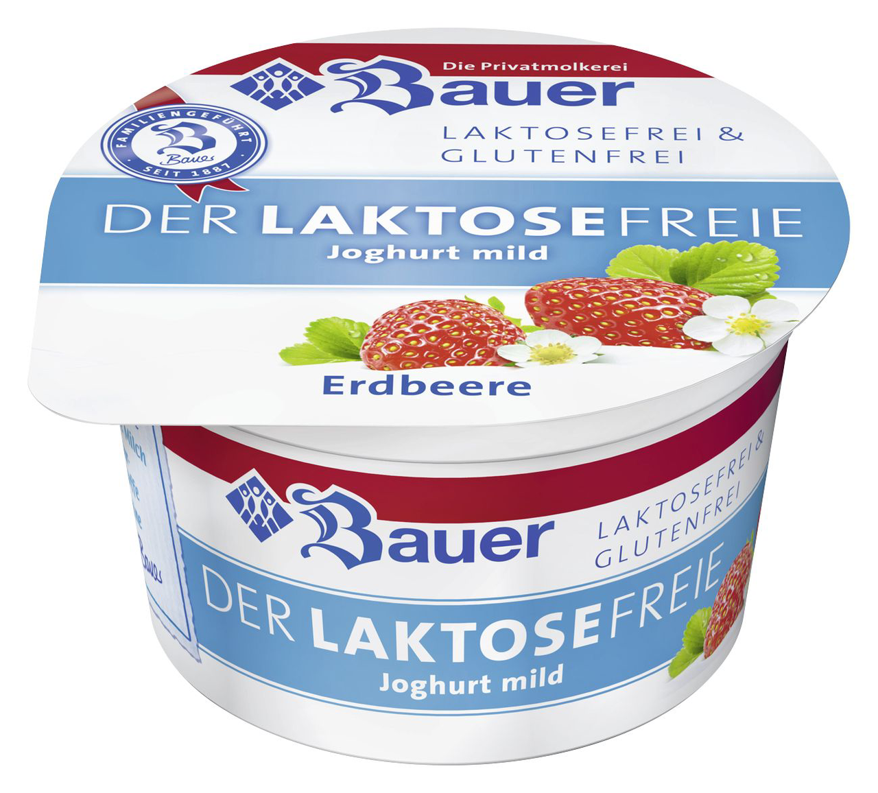 Bauer Joghurt laktosefrei mild Erdbeere 3,5 % Fett 100 g Becher