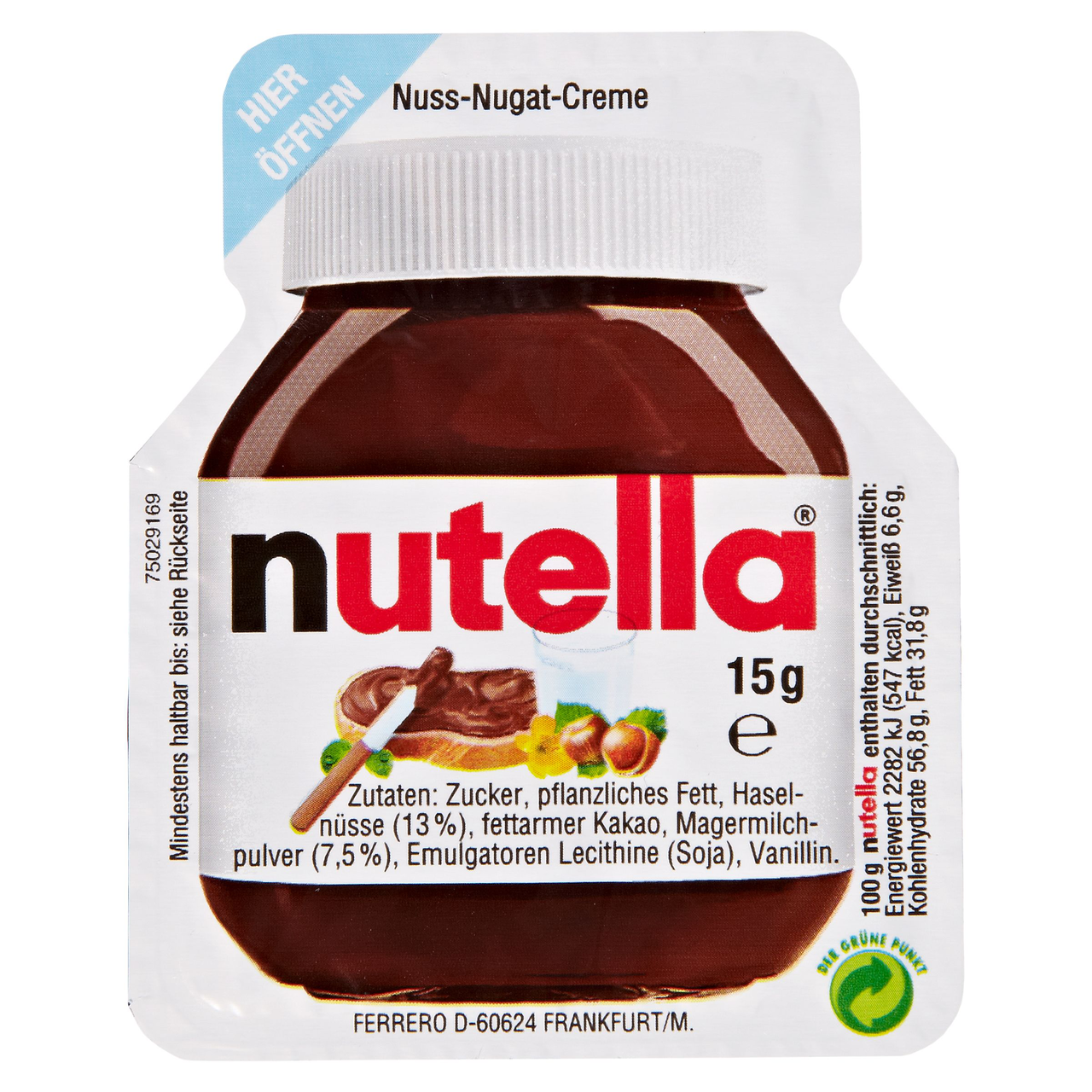 nutella UTZ Nuss-Nougat-Creme, 120 Einzelportionen à 15 g - 1,8 kg Packung