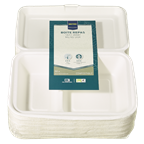 METRO PROFESSIONAL Menübox Bagasse Creme Weiß rechteckig, 2 geteilt - 50 Stück