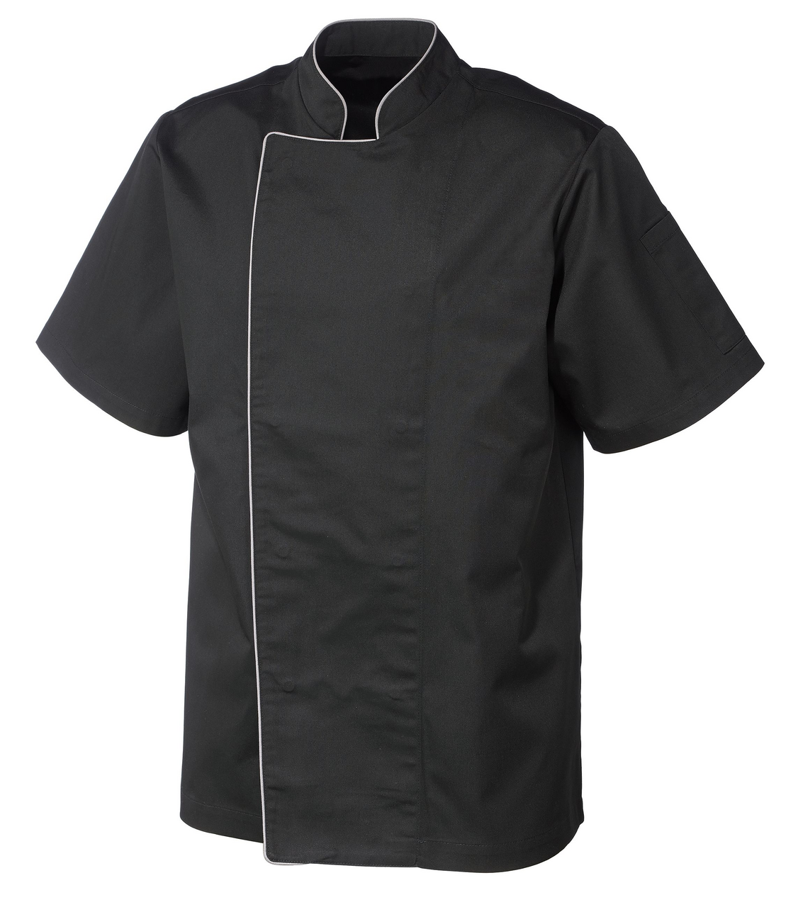 METRO PROFESSIONAL Herren-Kochjacke 1/2 Arm XL Schwarz mit grauer Paspelierung