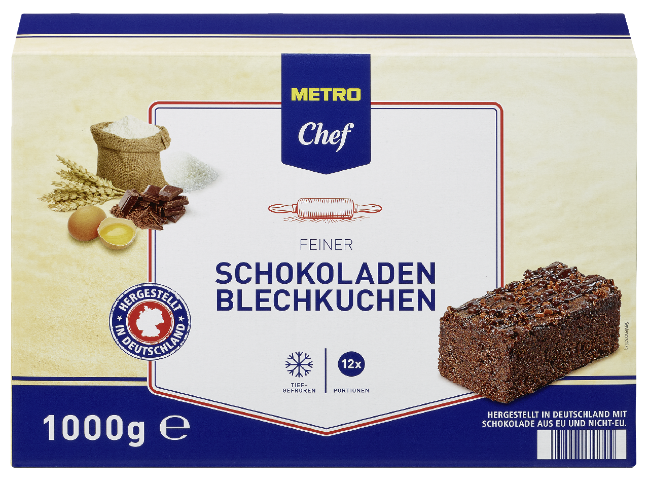 METRO Chef Schokoladen-Blechkuchen, tiefgefroren - 1 kg Packung