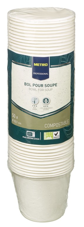 METRO PROFESSIONAL Bagasse Suppenschüssel 450 ml, rund, Ø 10,7 cm - 50 Stück