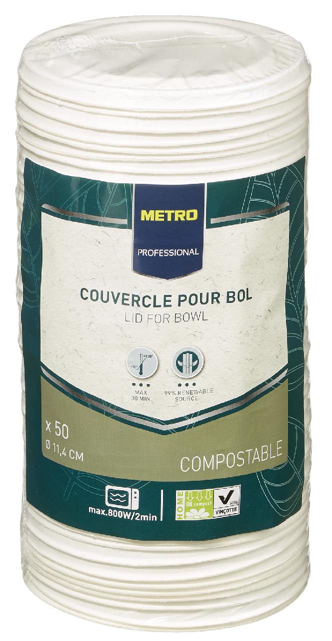 METRO PROFESSIONAL Deckel für Bagasse Suppenschüssel 450 ml, Ø 11,4 cm - 50 Stück
