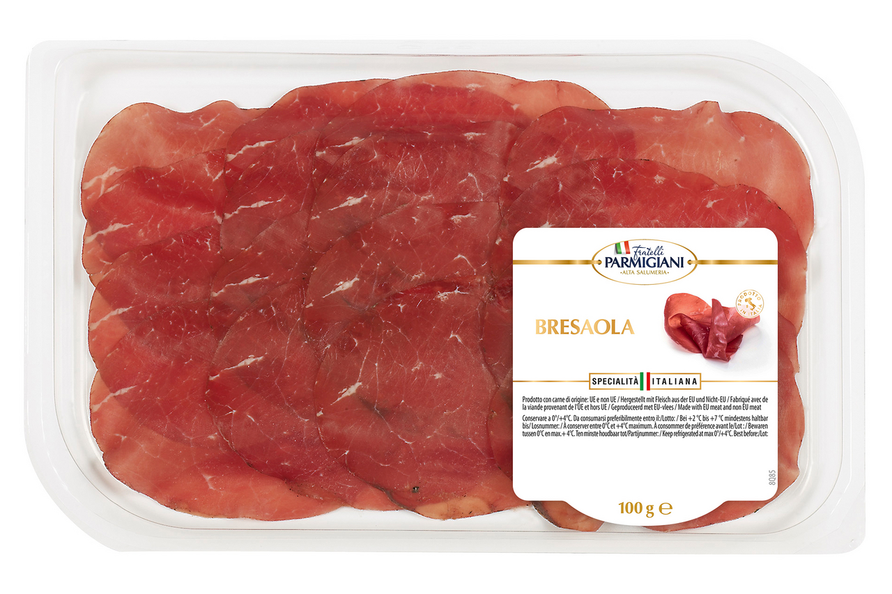 Fratelli Parmigiani Bresaola, luftgetrocknetes Rindfleisch gekühlt - 100 g Packung