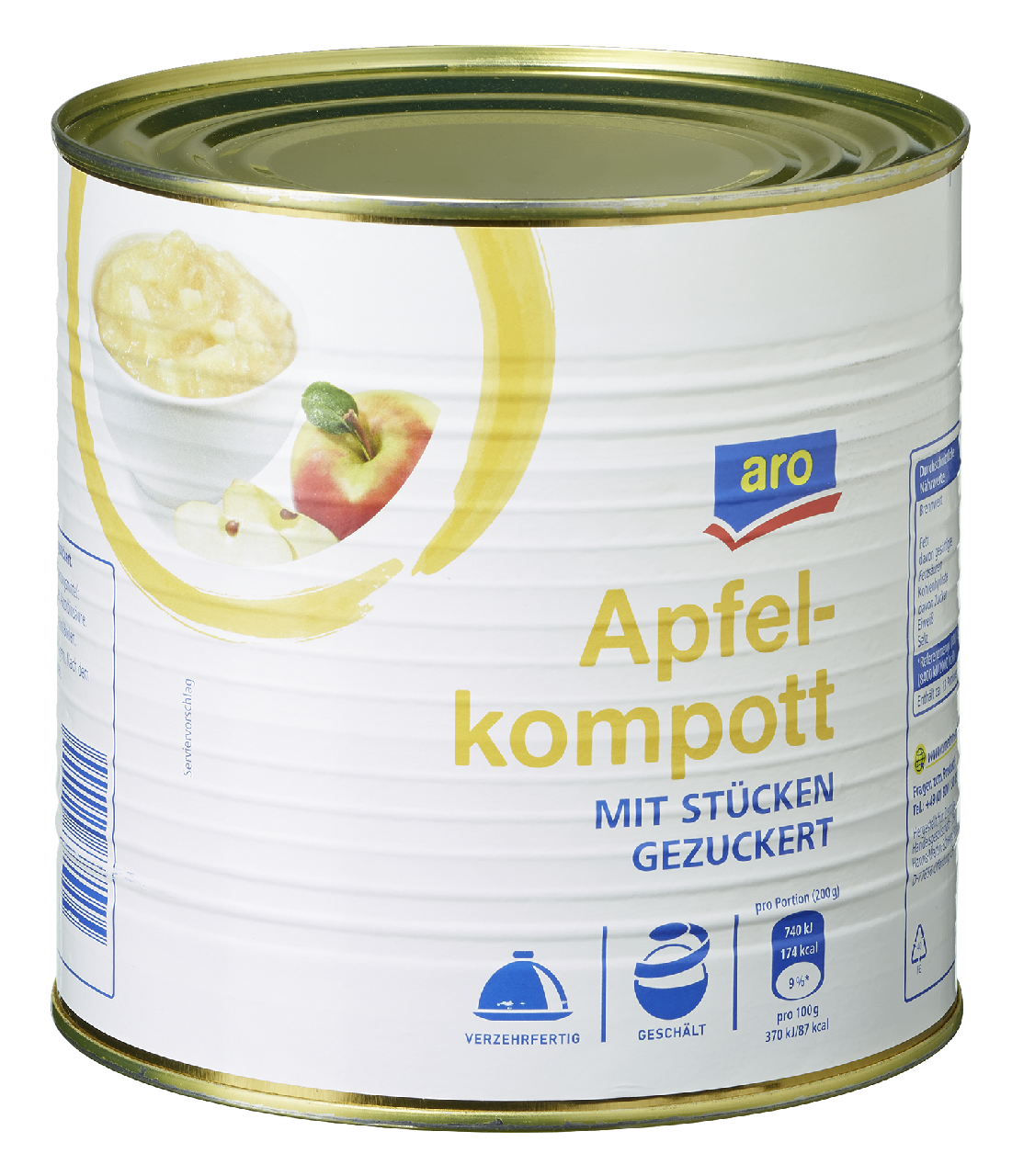 aro Apfelkompott mit Stücken, gezuckert - 2,65 l Dose