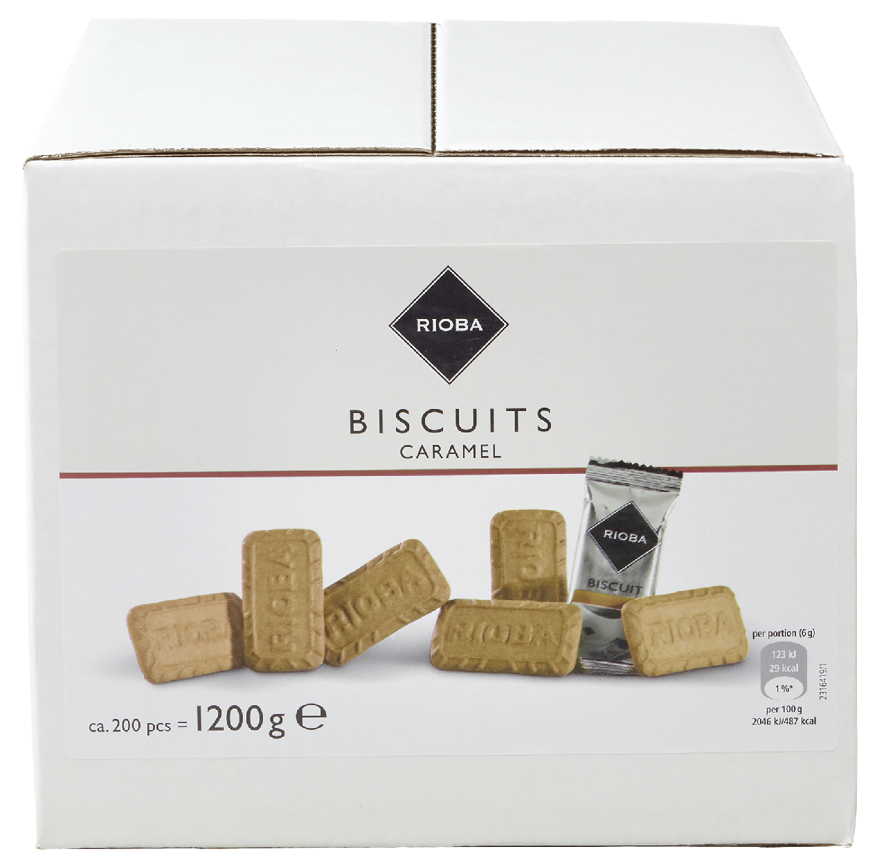 RIOBA Caramel Cookies Karamellgebäck, einzeln verpackt, 200 Stück à 6 g 1,2 kg Packung