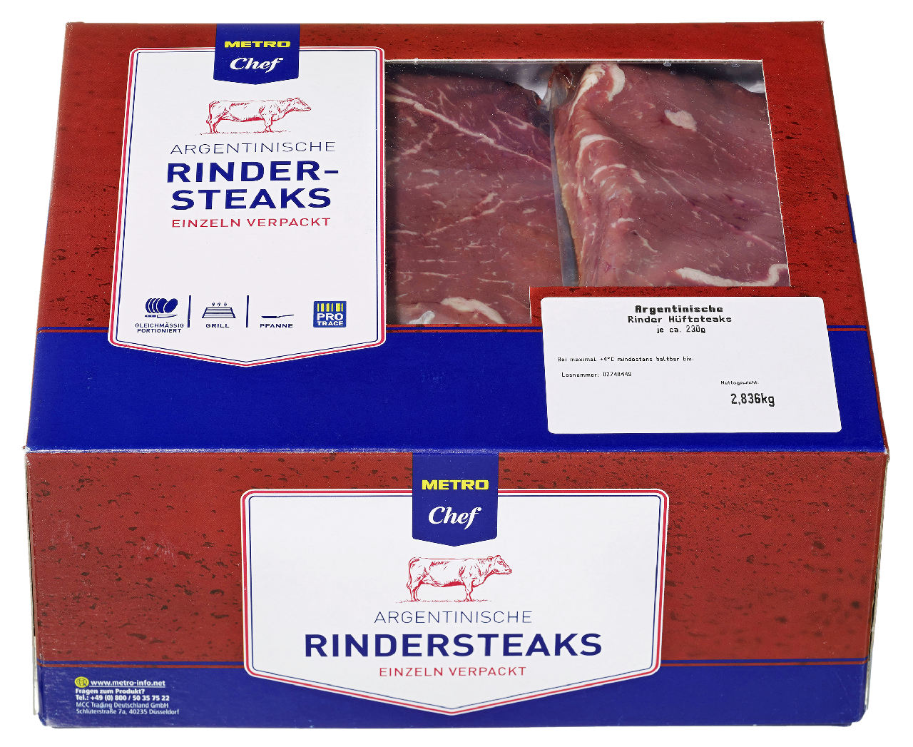 METRO Chef Argentinische Rinder-Hüftsteaks 8 Stück à ca. 200 - 210 g gekühlt - je kg
