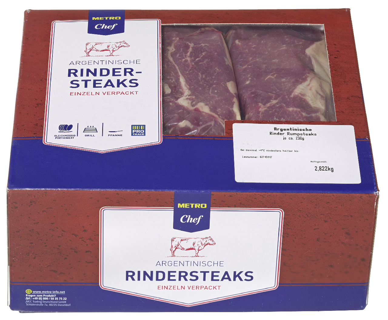 METRO Chef Argentinische Rinder-Rumpsteaks 8 Stück à ca. 230 - 250 g gekühlt - je kg