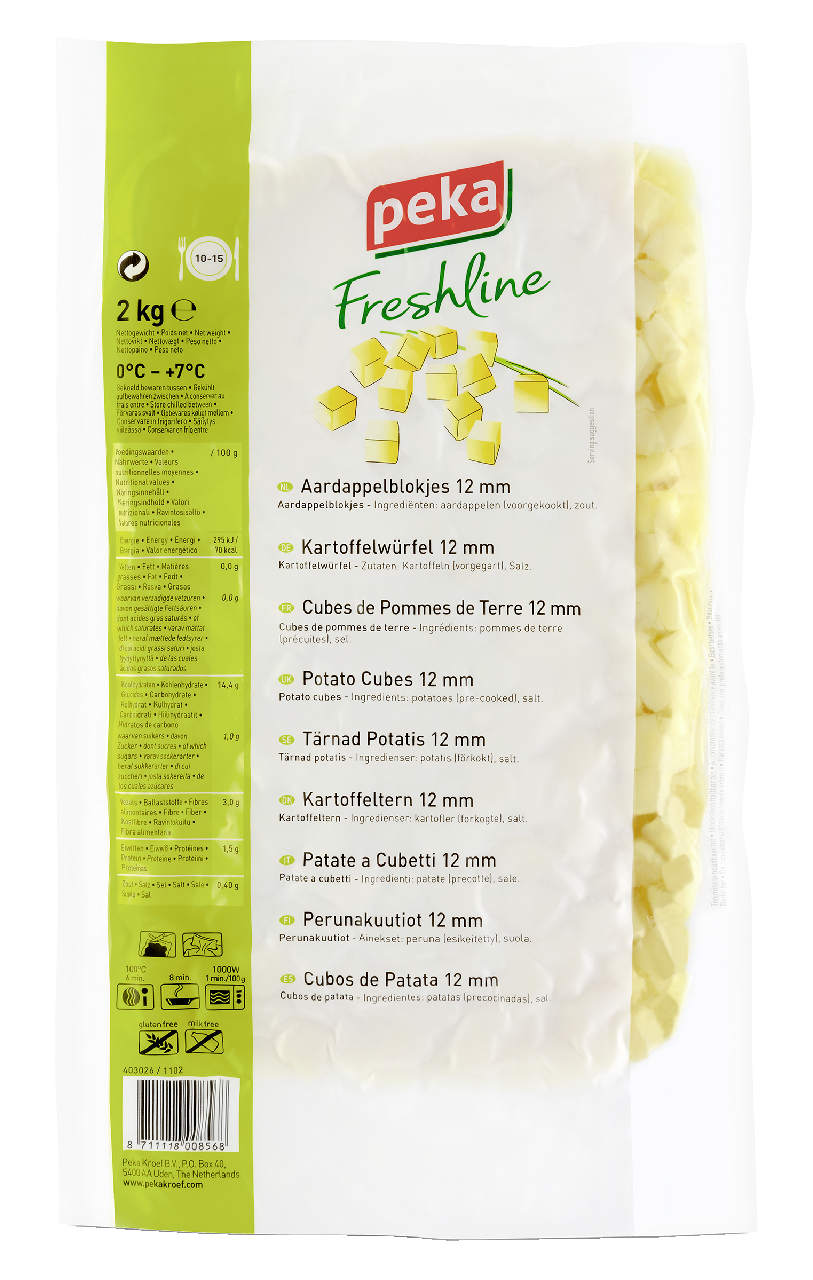Peka Freshline Kartoffel Würfel vorgegart 12 x 12 mm - 2 kg Beutel
