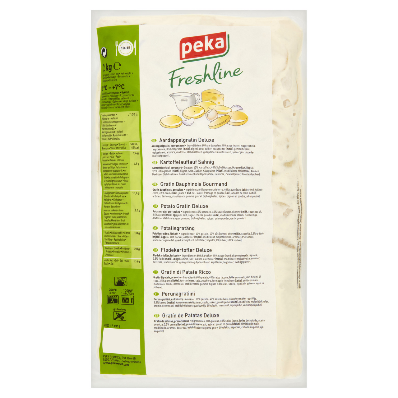 Peka Freshline Kartoffelauflauf sahnig, vorgegart, gekühlt - 2 kg Beutel