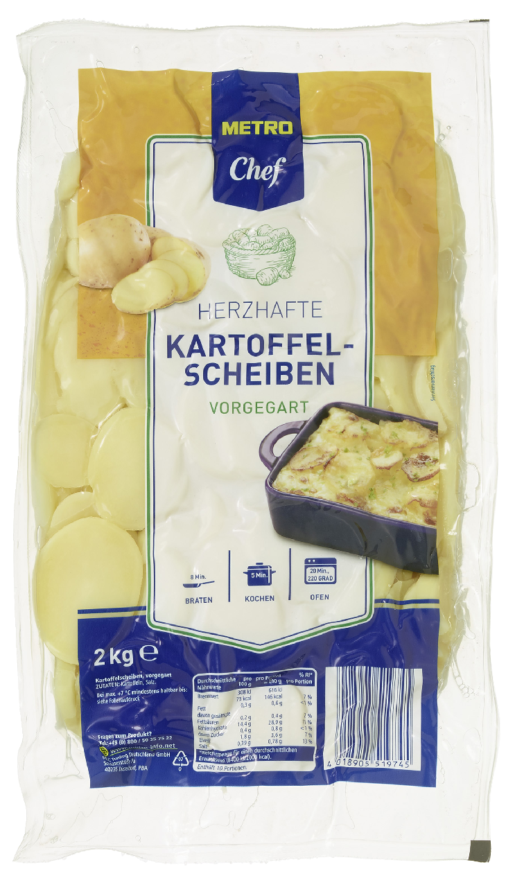 METRO Chef Kartoffelscheiben gekühlt - 2 kg Beutel