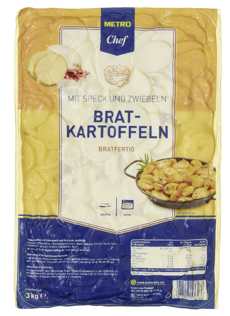 METRO Chef Bratkartoffeln mit Speck und Zwiebeln, gekühlt - 3 kg Packung