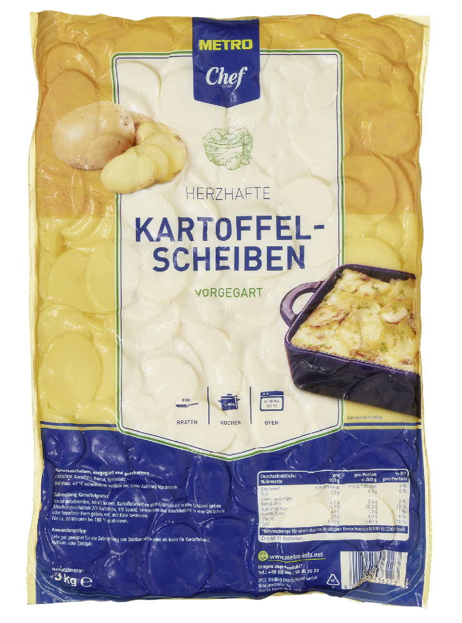METRO Chef Kartoffelscheiben in Öl vorgegart gekühlt - 3 kg Packung