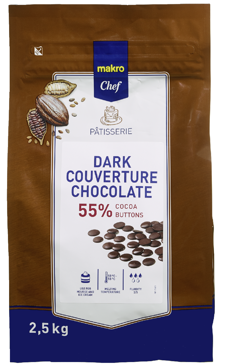 METRO Chef Kuvertüre Buttons Dark 55 % Kakaomasse - 2,5 kg Beutel