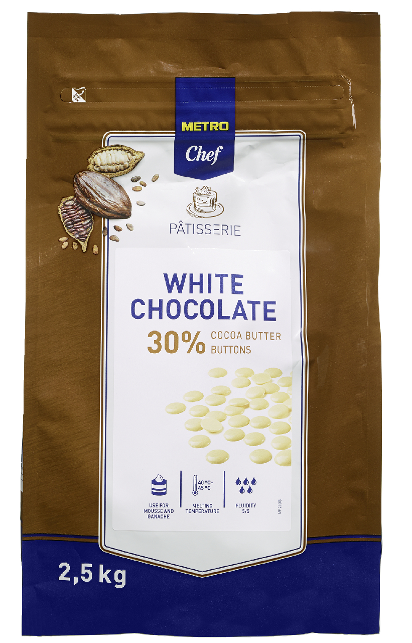 METRO Chef Kuvertüre Buttons Weiß 30 % Kakaobutter - 2,5 kg Beutel