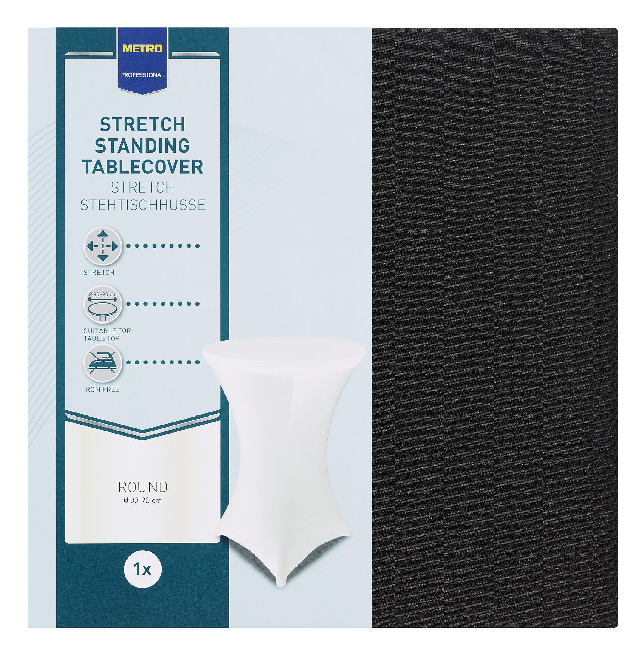 METRO PROFESSIONAL Stretchstehtischhusse, Ø 80 - 90 cm, Schwarz