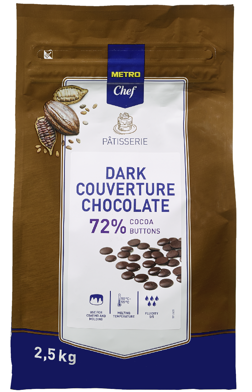 METRO Chef Kuvertüre Buttons Dark 72 % - 2,5 kg Stück