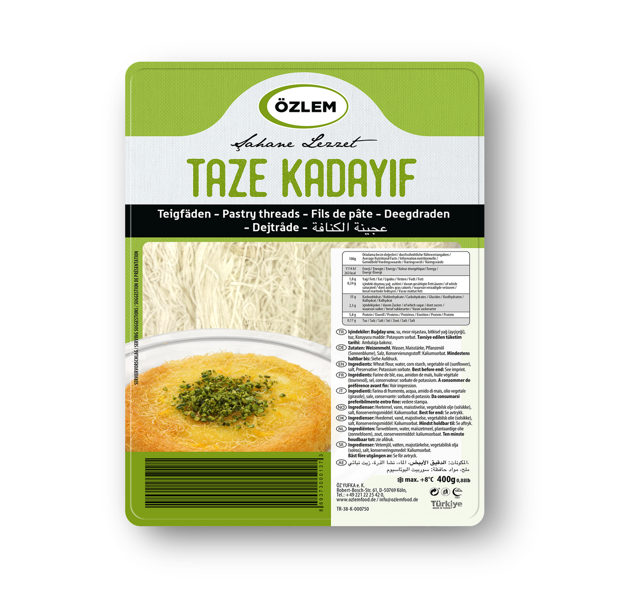Öz Yufka Özlem Kadayif Engelshaar gekühlt - 400 g Packung
