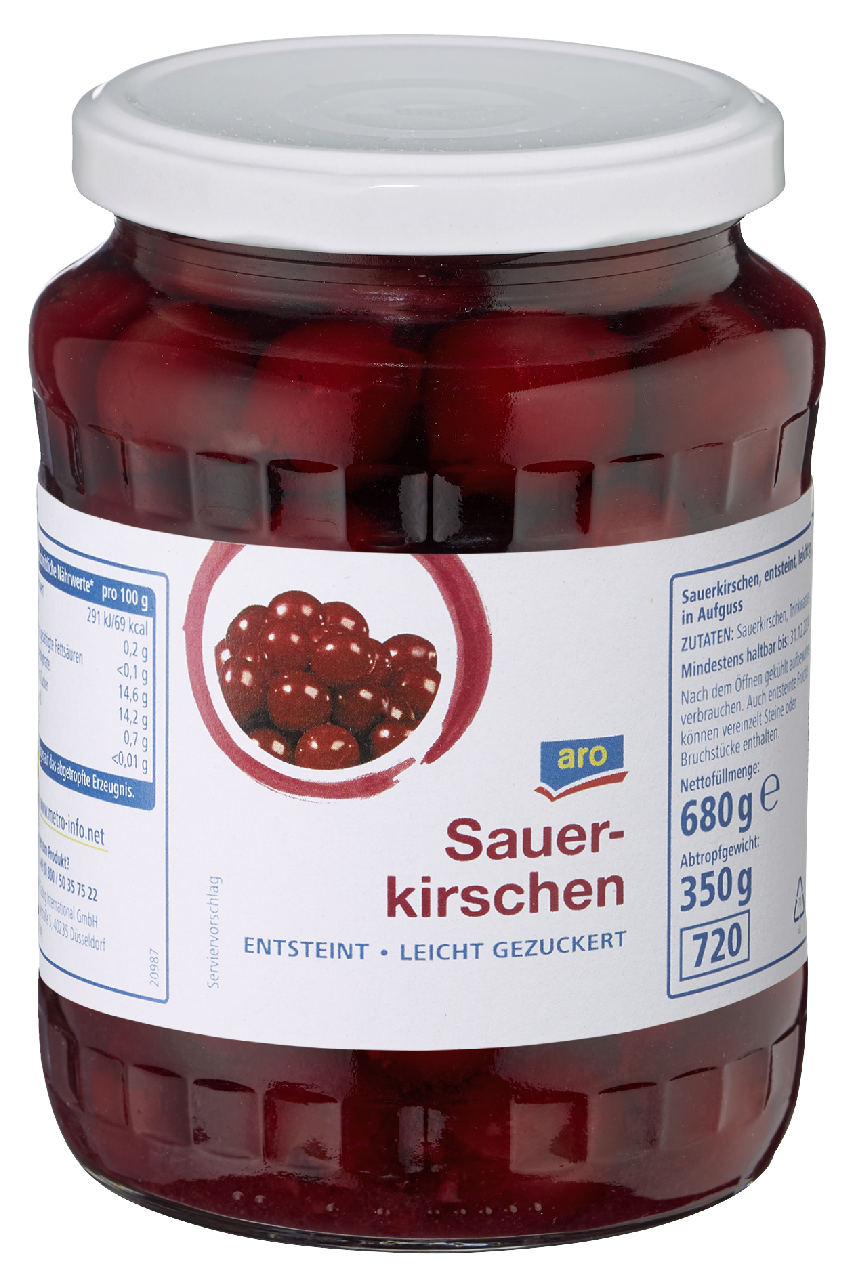 aro Sauerkirschen entsteint, leicht gezuckert - 720 ml Glas