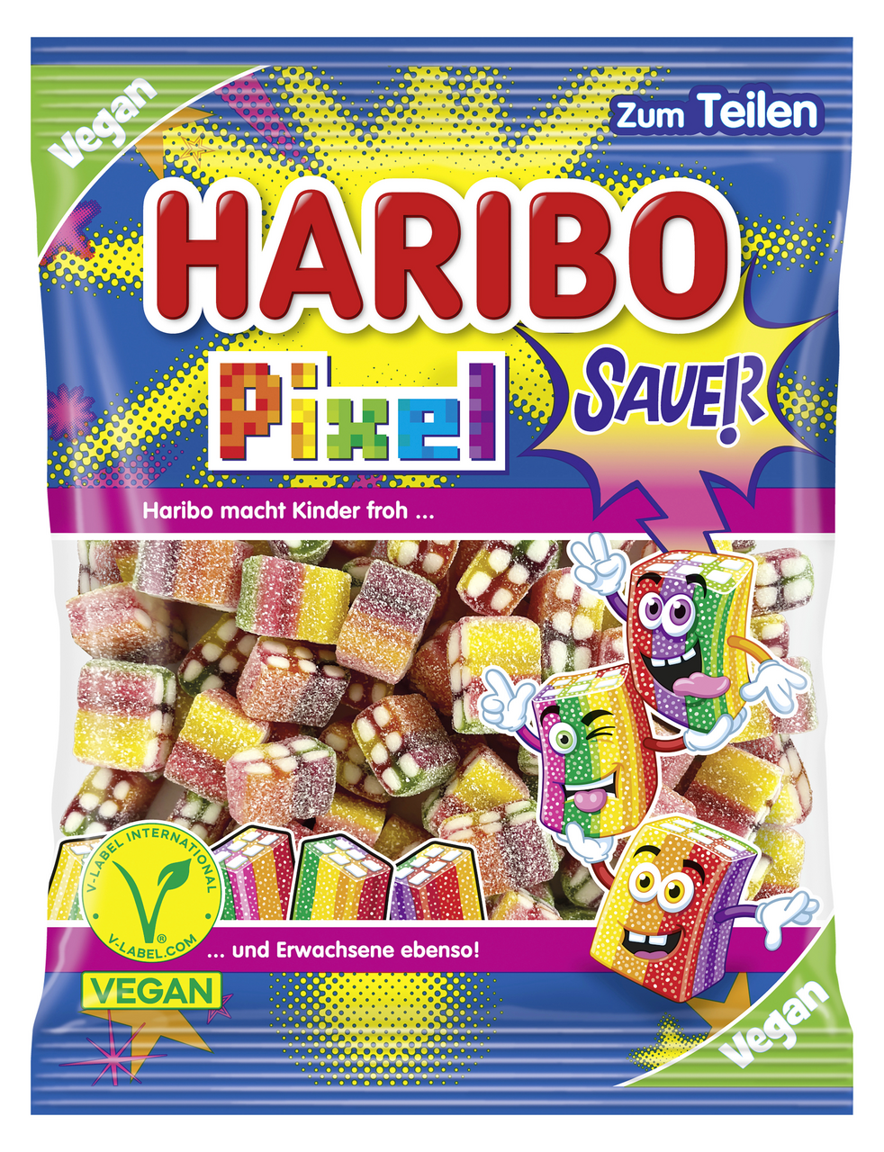 Haribo Rainbow Pixel sauer vegan - 160 g Beutel