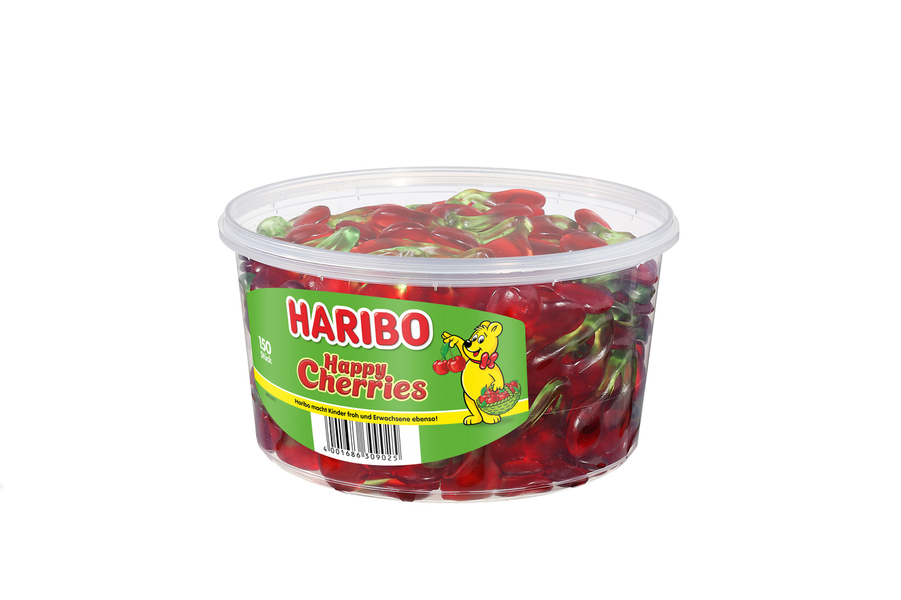 Haribo Happy Cherries 150 Stück - 1,2 kg Dose