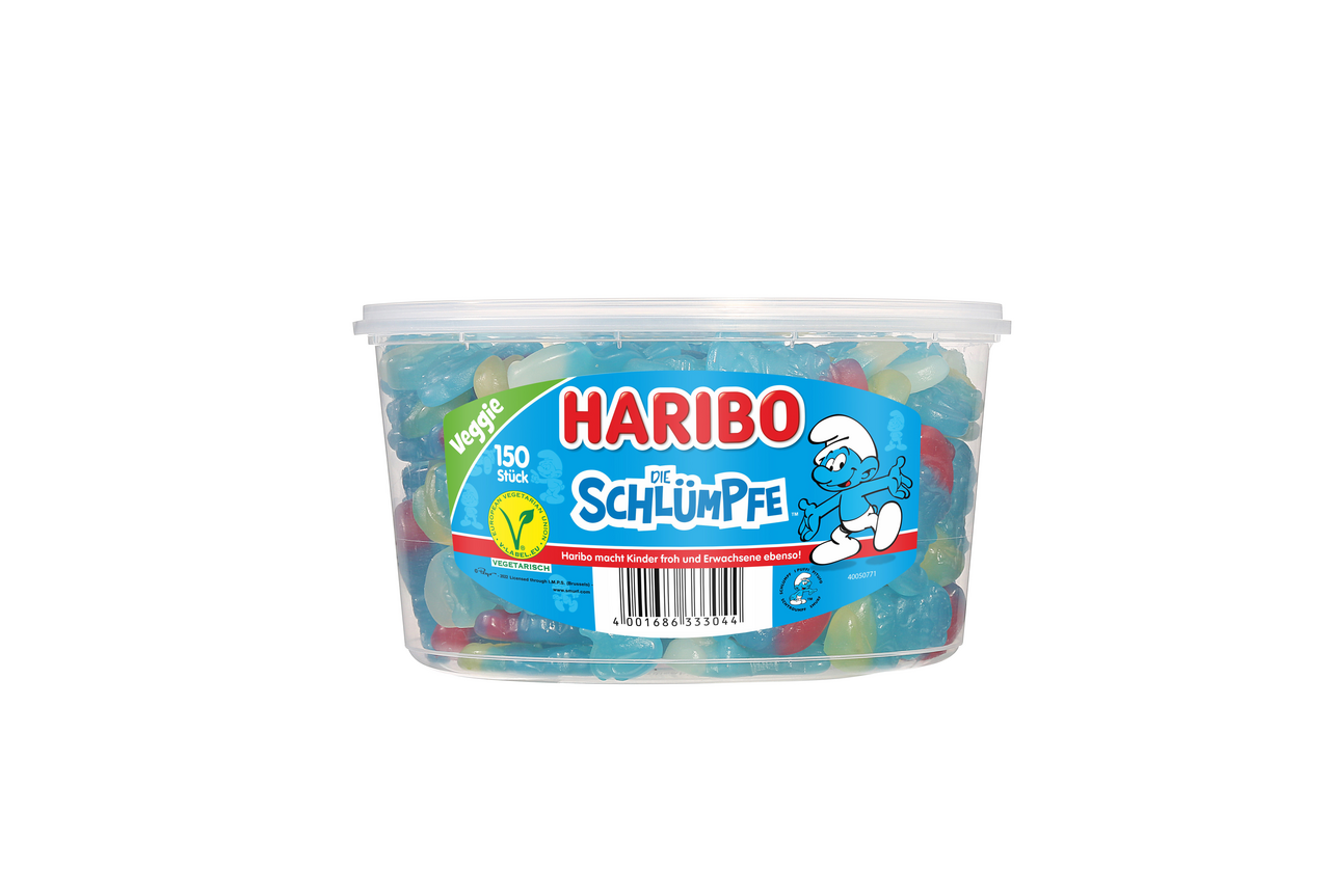 Haribo Die Schlümpfe 150 Stück - 1,35 kg Dose