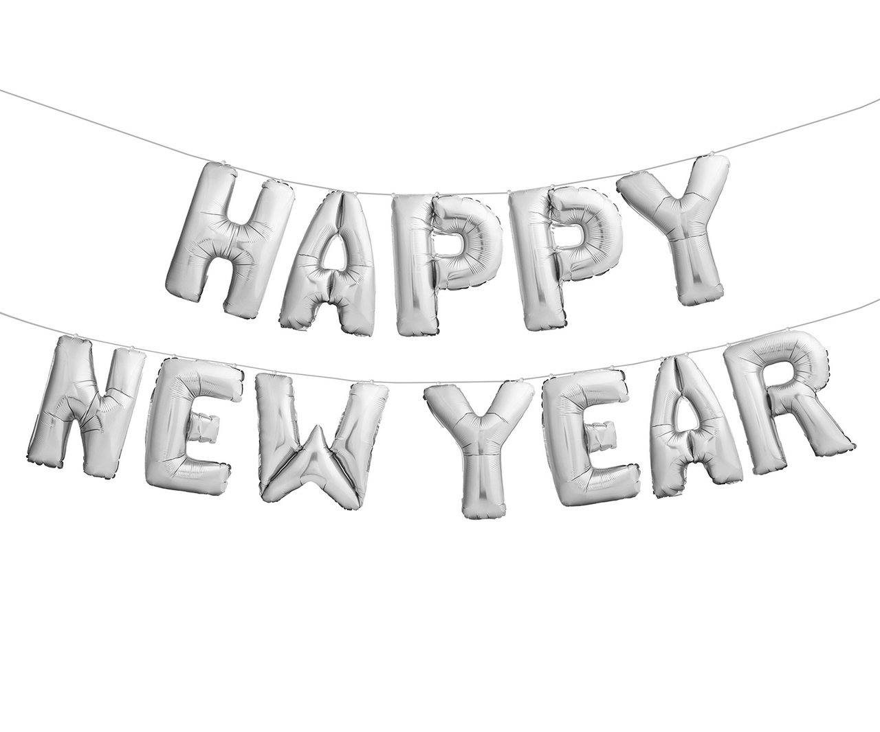 Heyne Folienballon Happy New Year, Silber, H: 40 cm
