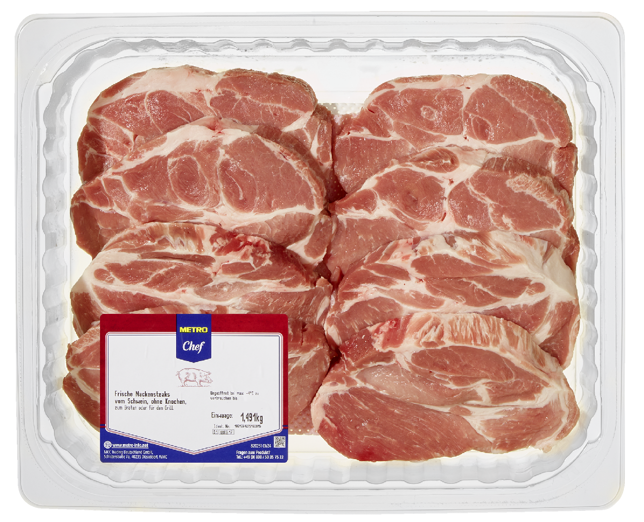 METRO Chef Schweine Nackensteaks natur ca. 1,5 kg 8 Stück - je kg