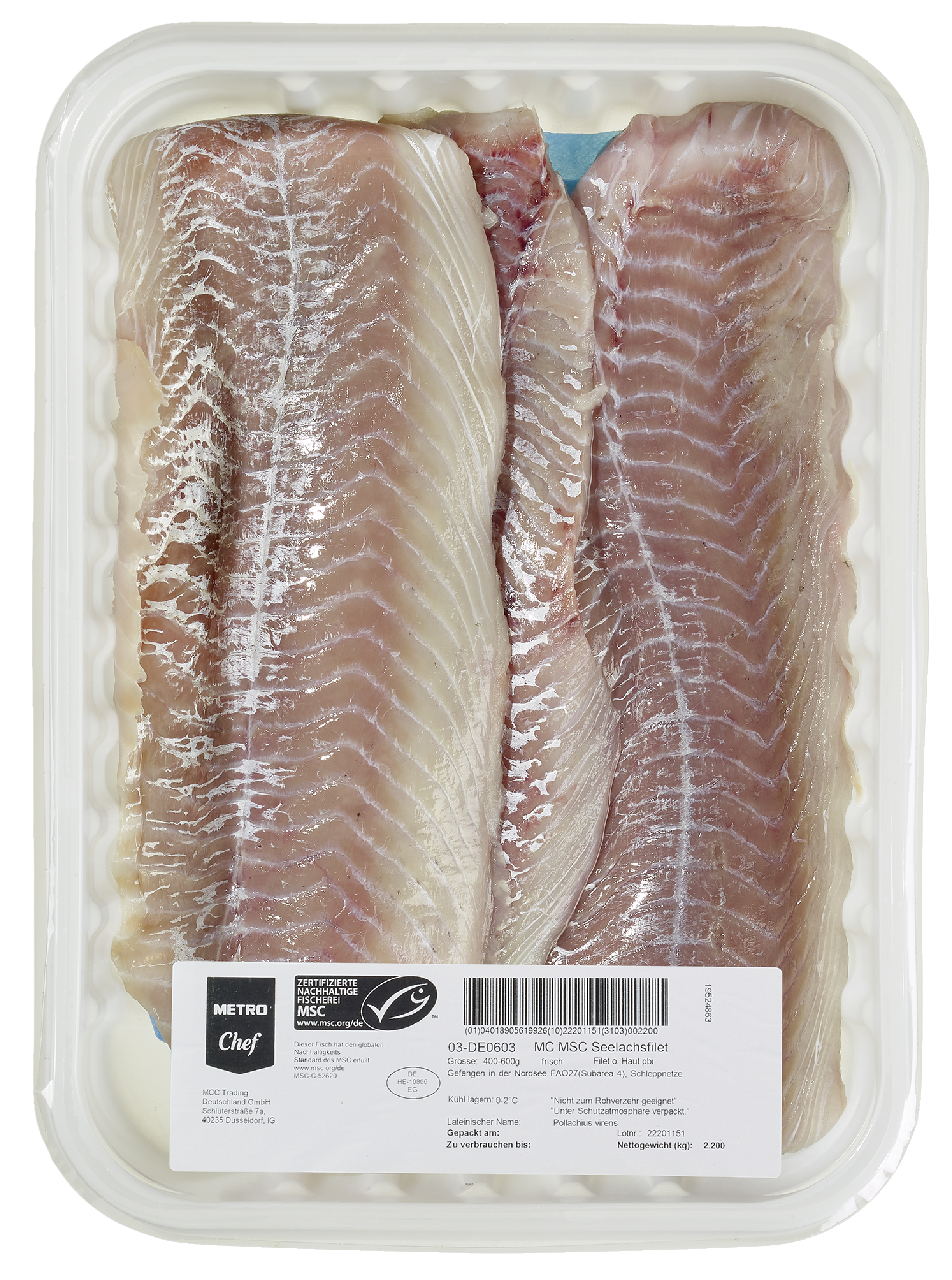 METRO Chef MSC Seelachsfilet ohne Haut ca. 400 - 600 g ca. 2 kg MAP - je kg