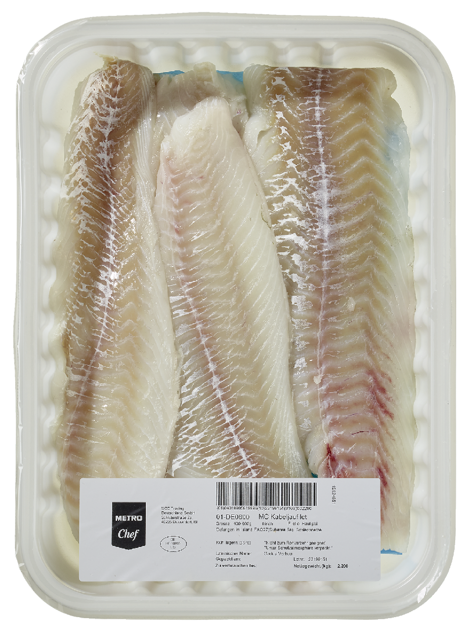 METRO Chef Kabeljaufilet ohne Haut 400 - 600 g ca. 2 kg MAP - je kg