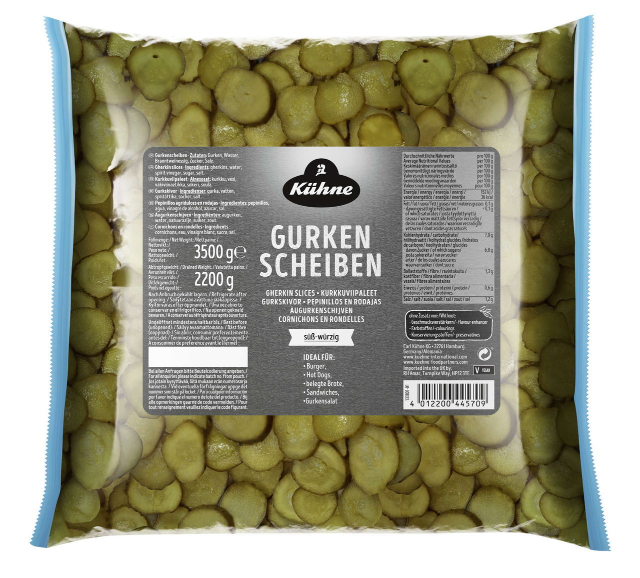 Kühne Gurkenscheiben Pouch - 3,5 kg Beutel