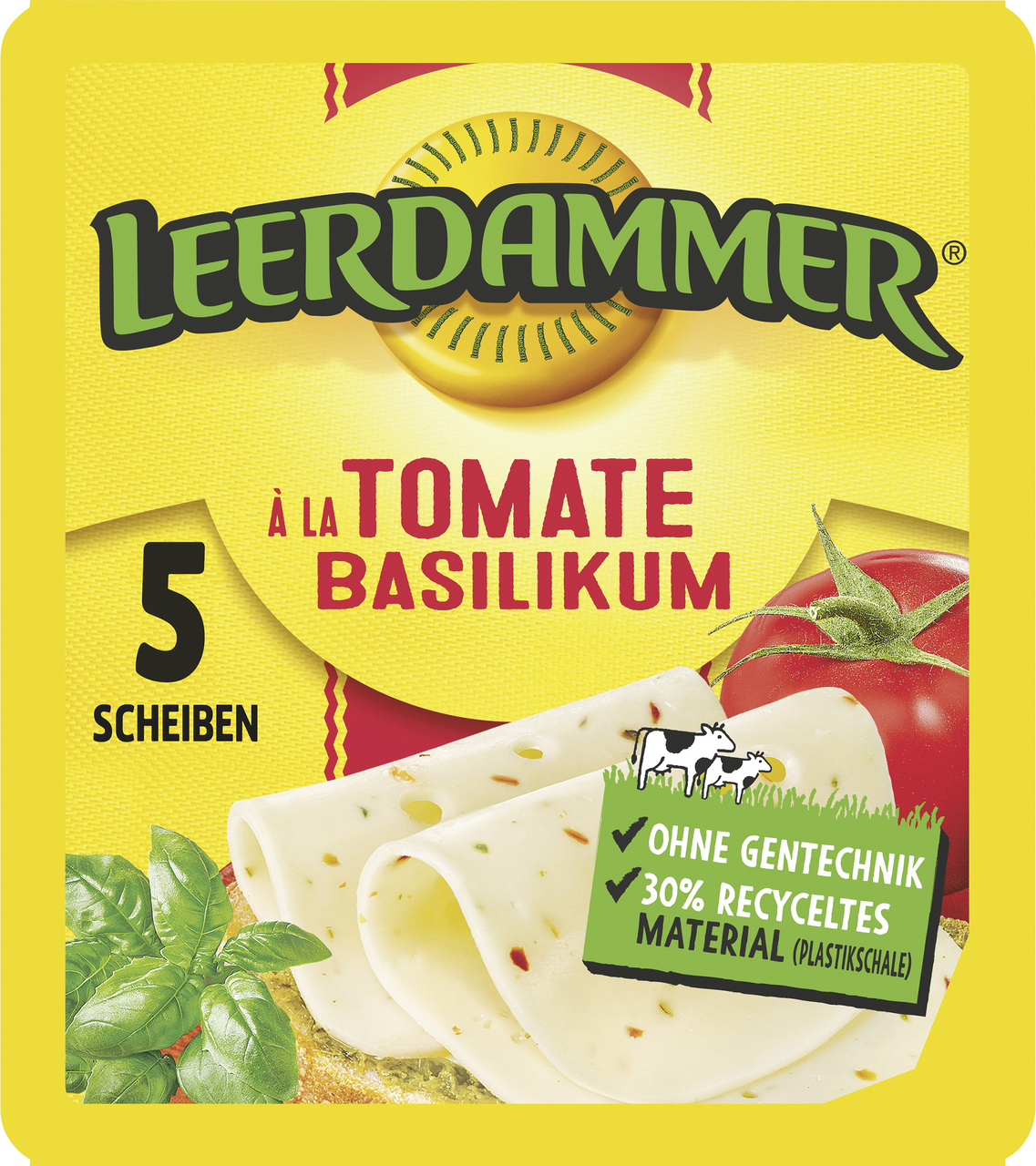 Leerdammer Scheiben Tomate-Basilikum gekühlt - 100 g Packung