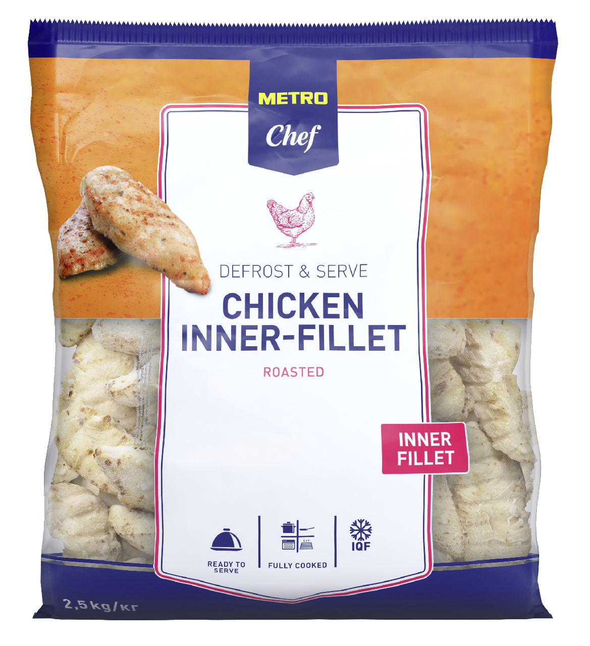 METRO Chef Hähnchenbrustinnenfilet tiefgefroren, Ofen gebräunt, IQF, Halal - 2,5 kg Beutel