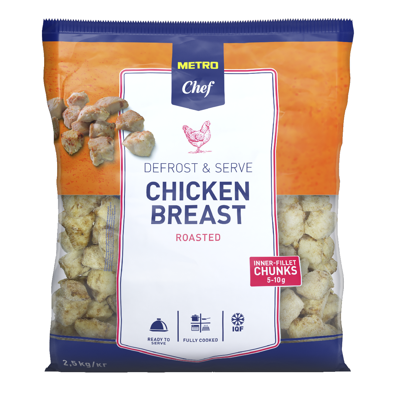 METRO Chef Hähnchenbrustinnenfilet Chunks tiefgefroren, Ofen gebräunt, IQF, Halal - 2,5 kg Beutel
