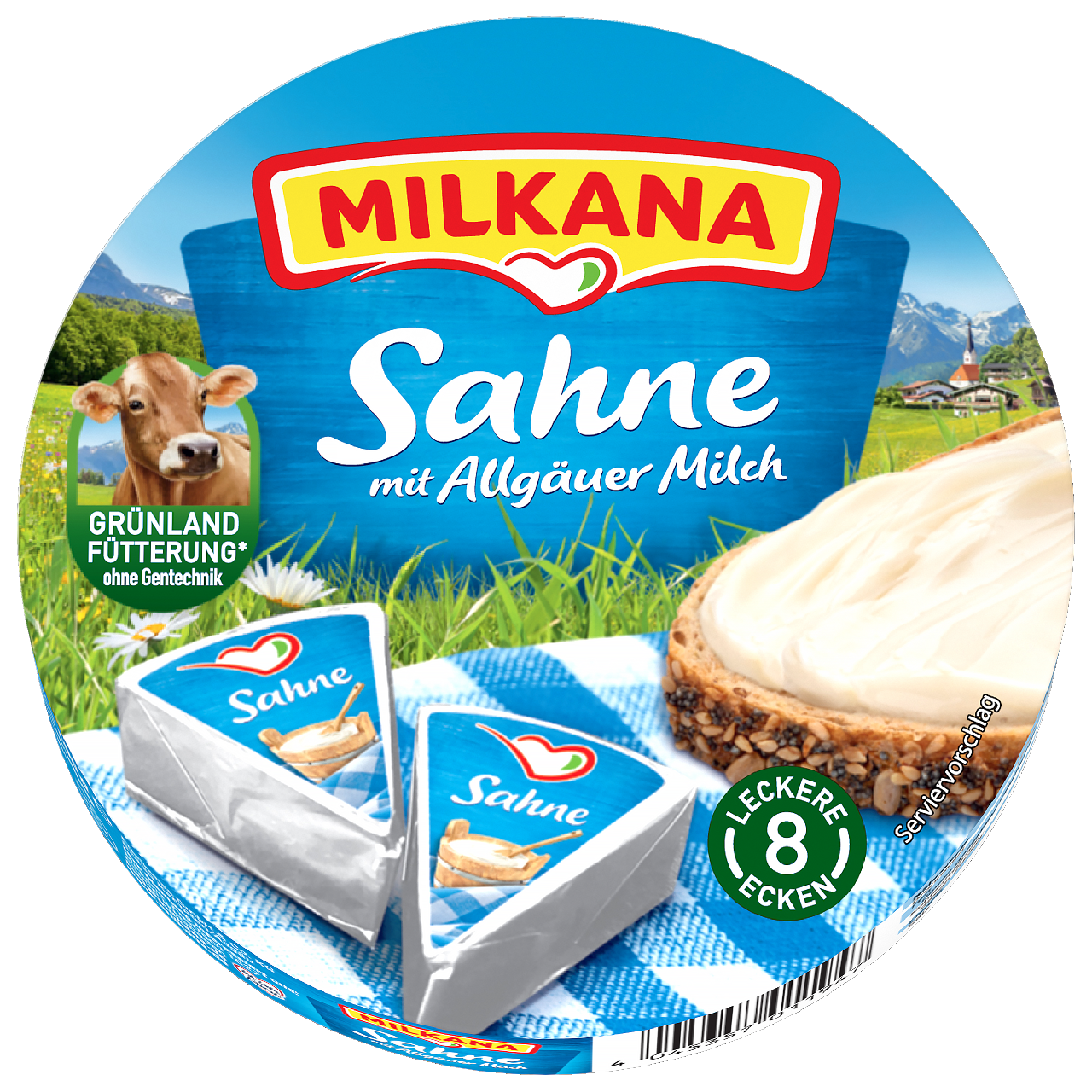 Milkana Schmelzkäse Sahne 45 % 8 Ecken - 190 g Tiegel