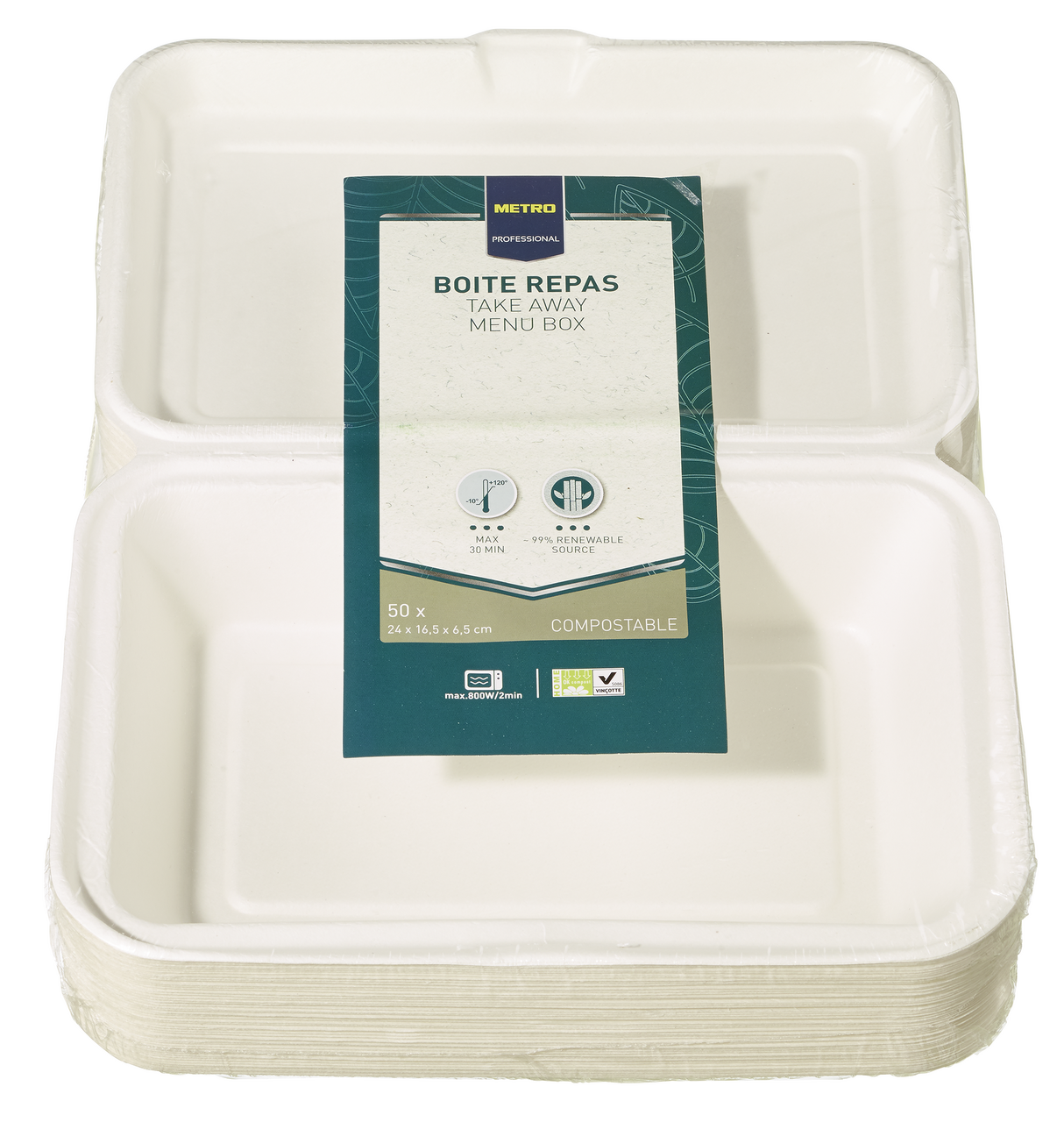 METRO PROFESSIONAL Menuebox Bagasse ungeteilt Pfas Free 50 Stück