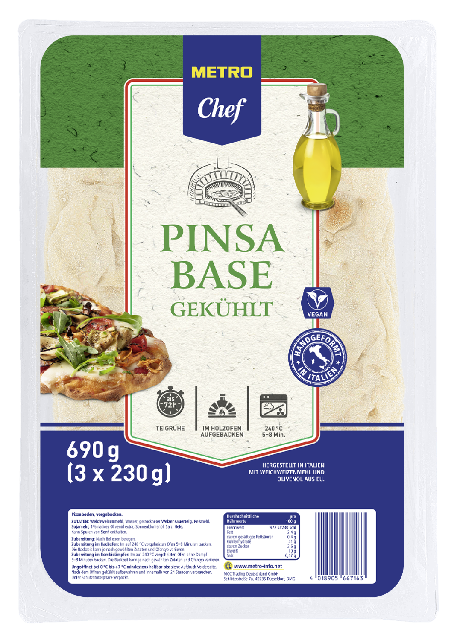 METRO Chef Base Pinsa 3 Stück à 230 g - 690 g Packung